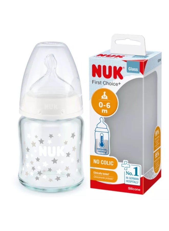 نوك رضاعة نيوك فيرست تشويس بلس الزجاجية مع مؤشر التحكم بالحرارة - 120 مل (رأس رضاعة مقاس M) - Image 1